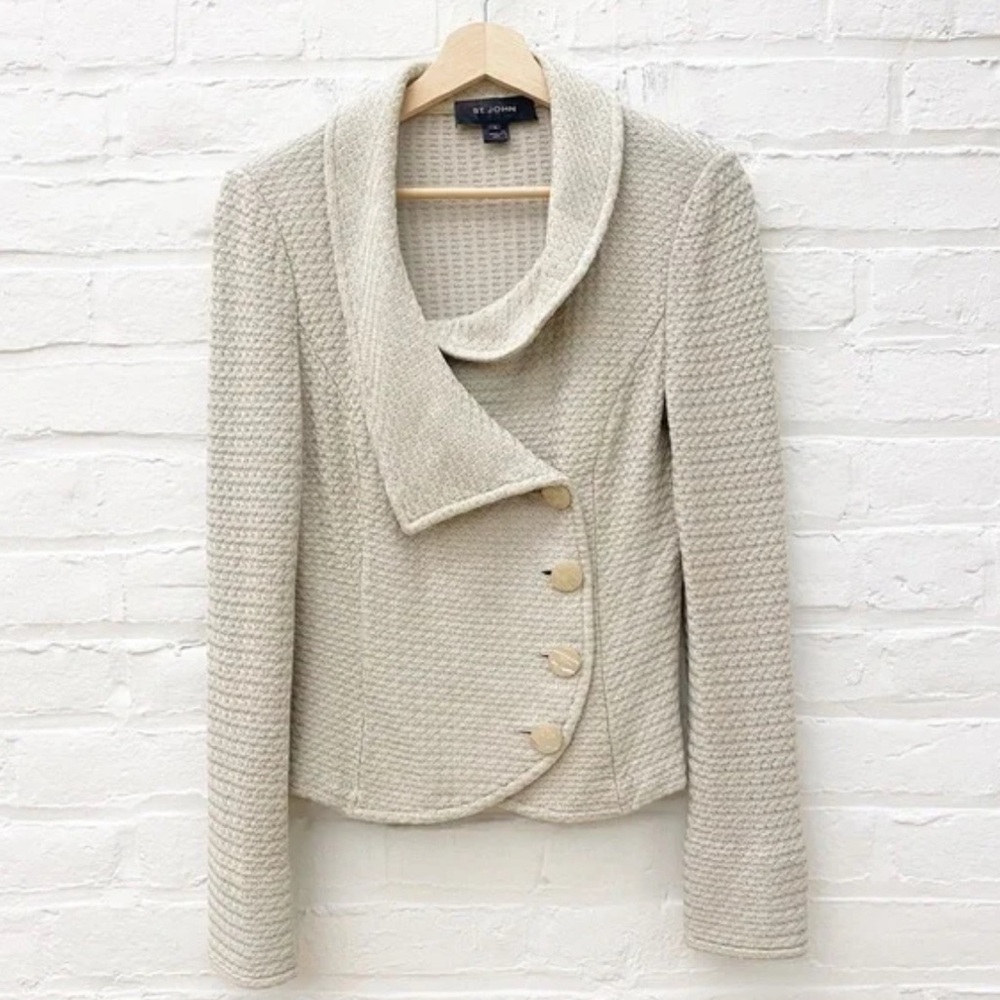 St. John Cream Textured Women's Sweater
